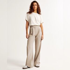 Abercrombie & Fitch Taupe Sloane Tailored Wide Leg Trouser High-Rise Pants 34/18